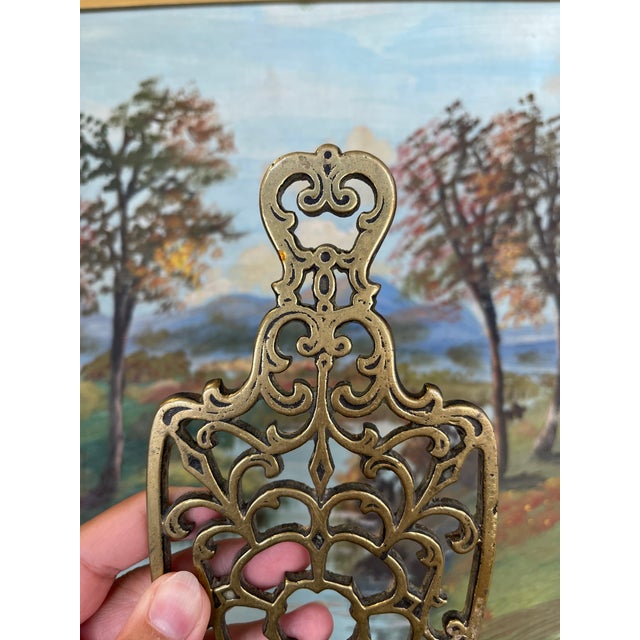 1970s Brass Toned Cast Trivet With Ornate Victorian Design. For Sale - Image 5 of 8