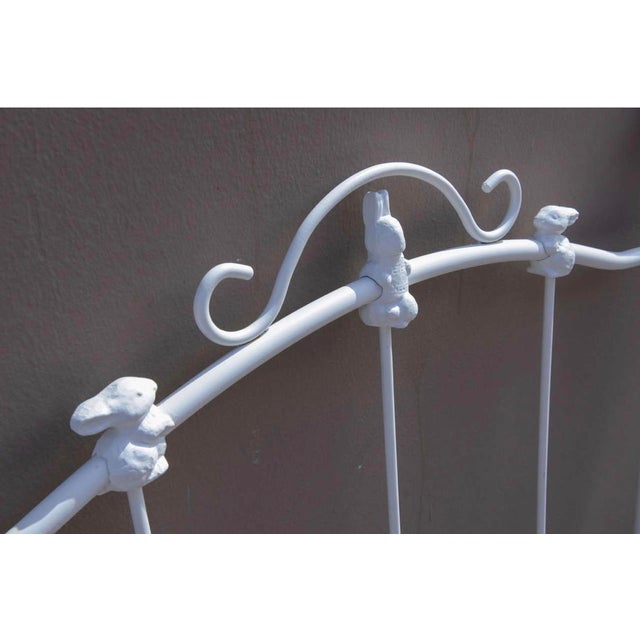 Metal Pair of White Gloss Corsican Twin Beds With Bunny Finials For Sale - Image 7 of 8