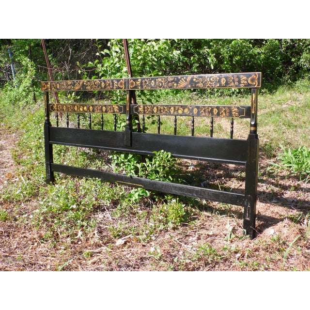 Vintage Hitchcock Colonial Harvest Black Stenciled Litchfield King Bed