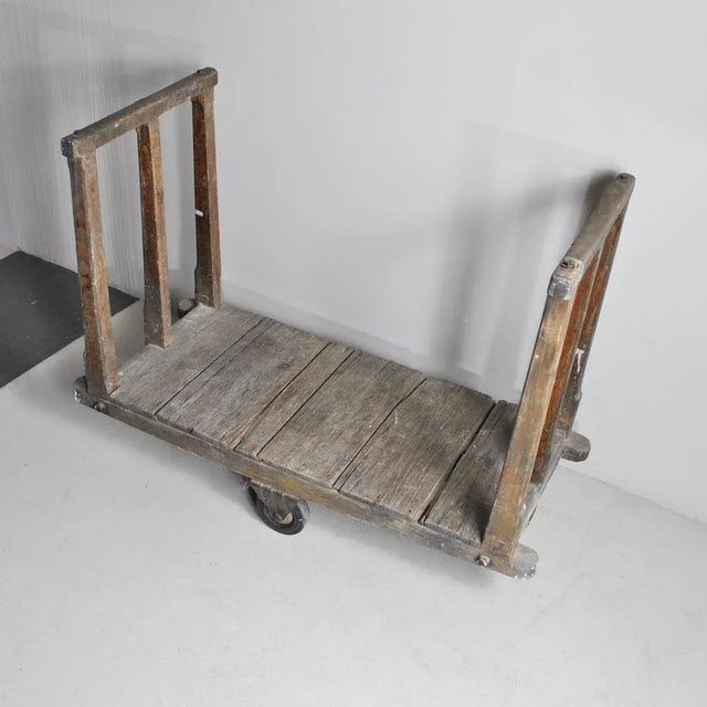 Mid-Century Modern Industrial Mixed Wood Shopping Cart, 1930s For Sale - Image 3 of 7