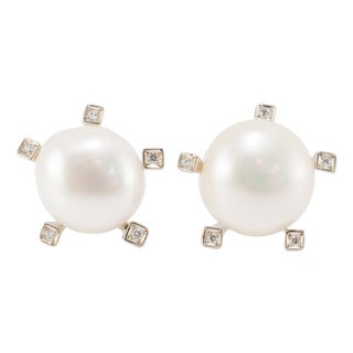 H.Stern Pérolas 18k Noble Gold Rose Pink Gold Diamond Pearl Stud Earrings, A Pair For Sale