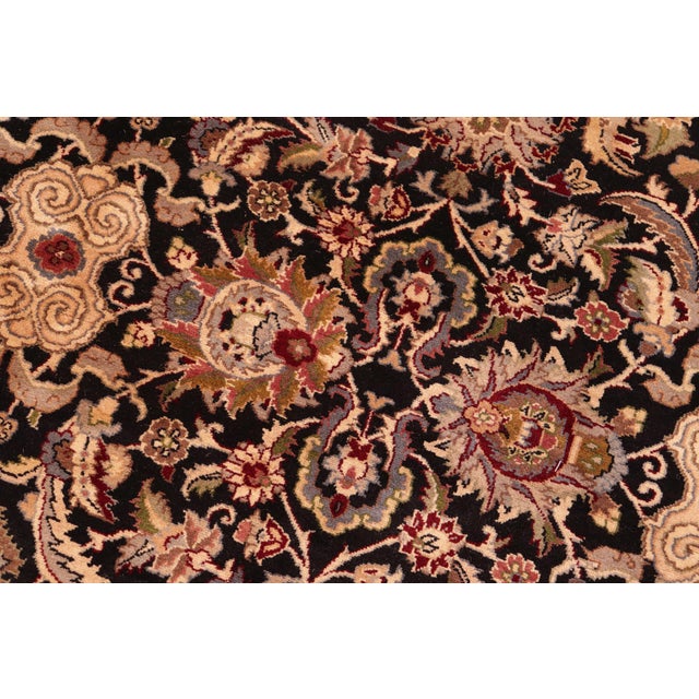 Floral 1990's Agra Pak-Persian Black/Red Wool Rug - 6'0'' X 9'2'' For Sale - Image 4 of 9