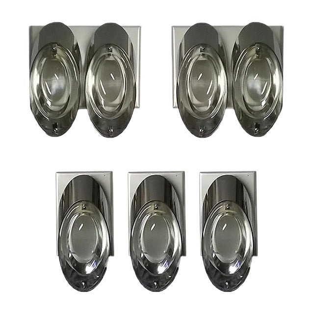 Wall Lights by Oscar Torlasco for Stilkronen, 1960s, Set of 5 For Sale