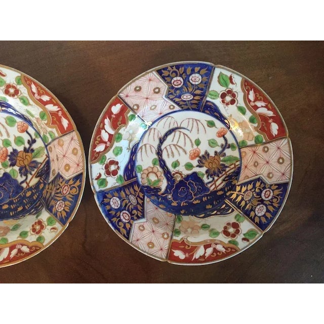 1805 Coalport Porcelain Imari Soup Bowl Plates in Rock & Tree Pattern - A Pair For Sale In New York - Image 6 of 11
