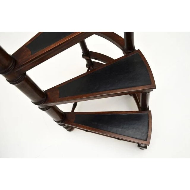 Black Georgian Leather Top Library Step, 1930s For Sale - Image 8 of 11
