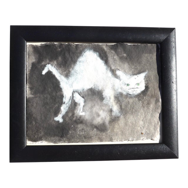 Martha Holden Framed "Kitty" Contemporary Abstract Ink Drawing For Sale