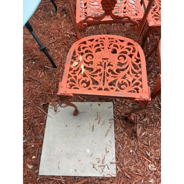 Set of 4 Vintage Orange Iron Garden Patio Chairs For Sale - Image 10 of 10