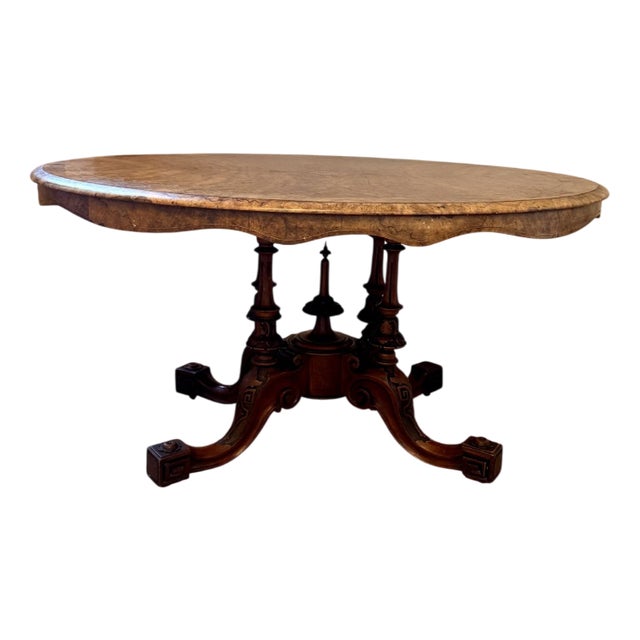 Antique Victorian Burr Walnut Table, 1860 For Sale