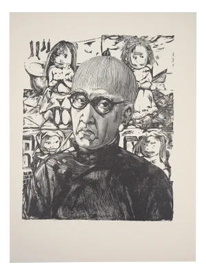 Léonard Tsuguharu Foujita, Self-Portrait, Woodcut
