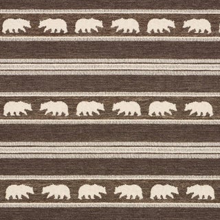 Schumacher Koda Stripe Fabric In Coffee For Sale