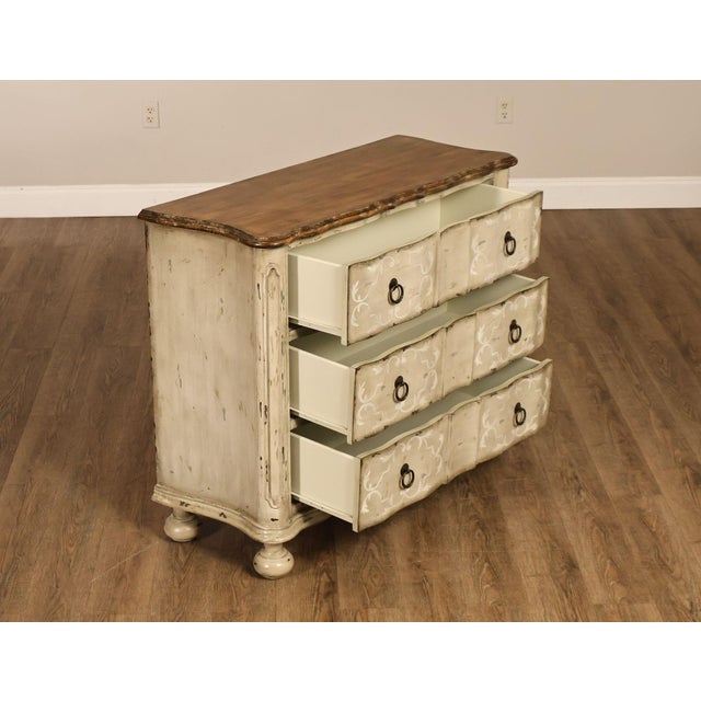 Rustic European Painted Rustic European Style Three Drawer Chest With Distressed Finish For Sale - Image 3 of 18