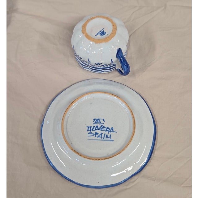 Vintage Spanish Talavera Blue and White 16 Piece Coffee Set For Sale - Image 15 of 15