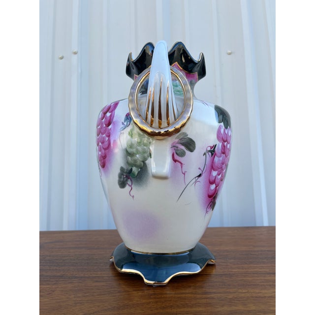 Grape Painted Motif Nippon Porcelain Footed Vase For Sale - Image 11 of 12