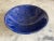 Exquisitely hand carved natural lapis lazuli stone mosaic bowl on round pedestal base.