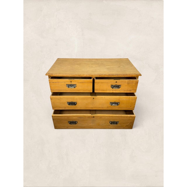 Antique English Pine Chest of Drawers Built at the tail end of an era when furniture was made to outlast its owners, this...