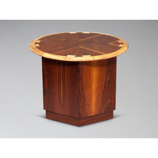 Restored Lane Acclaim Drum Table Round Hexagon Side End Table Storage Cabinet For Sale - Image 9 of 14