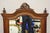 Victorian Antique Victorian Carved Oak Wood Ribbon Crest Beveled Glass Wall Mirror For Sale - Image 3 of 10