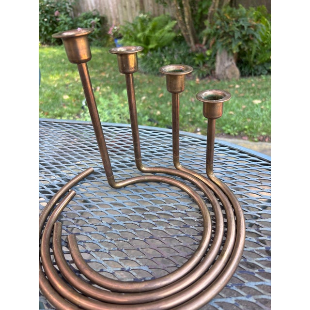 Vintage Set of 4 Brass Graduated Nesting Ring Shaped Candle Holders Circa 1960's For Sale In Philadelphia - Image 6 of 9