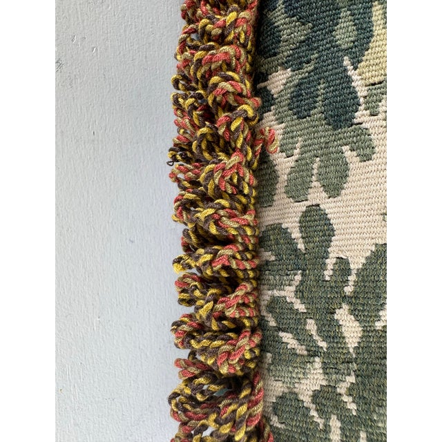 Vintage Hand Woven Aubusson Tapestry Pillow For Sale In Philadelphia - Image 6 of 7