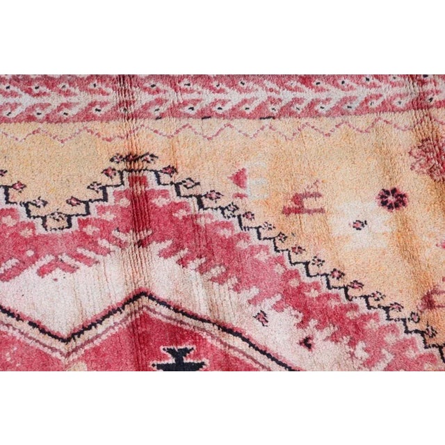 Vintage Moroccan Berber Rug in Saffron, Coral and Black, 71 X 145 In, 1960s For Sale - Image 10 of 12