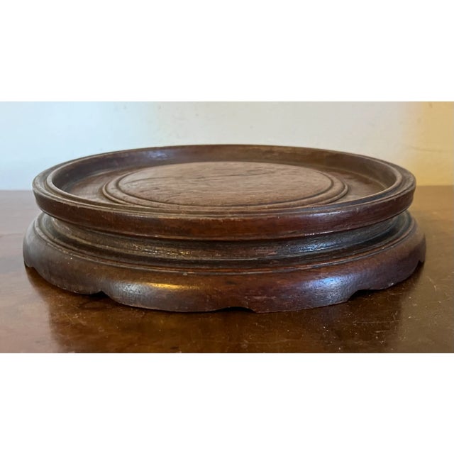 Antique 19th century Chinese carved hardwood display stand for a porcelain vase or bowl. Beautiful color and patina....