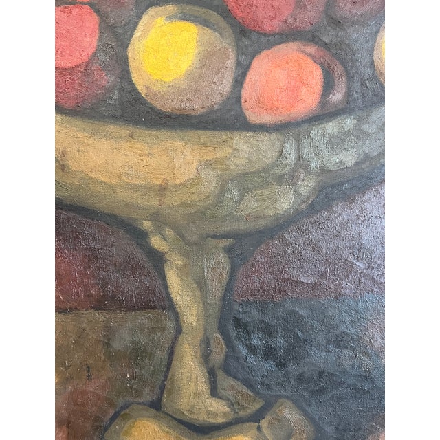 Mexican Modernist Bodegon Fruitas Still Life Oil Signed, Circa 1960s, Framed For Sale - Image 11 of 12