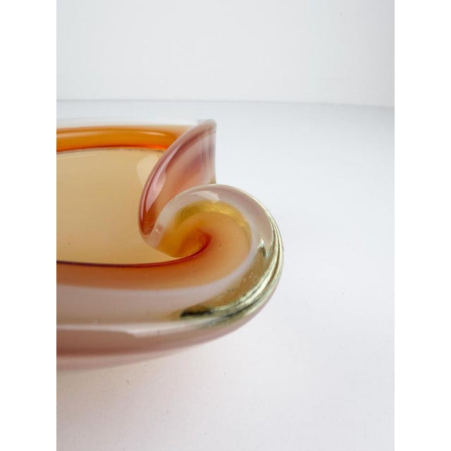 Peach-Orange Sommerso Murano Glass Shell Bowl or Ashtray by Flavio Poli for Seguso, Italy, 1970s For Sale - Image 9 of 18