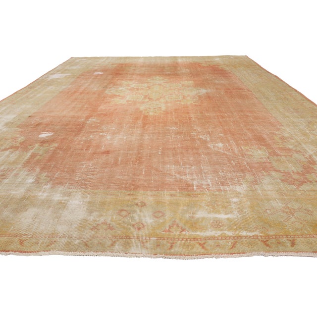 Rustic Late 19th Century Turkish Oushak Rug, 09'07 X 13'00 For Sale - Image 3 of 10