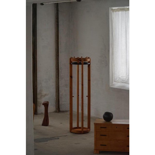 Danish Modern Brutalist Round Coat Stand in Pine, 1970s For Sale - Image 12 of 17