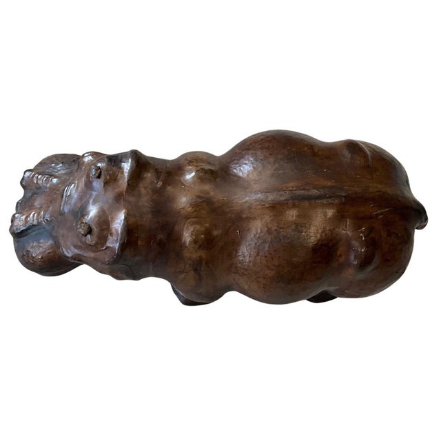 Mid 20th Century Mid 20th Century Vintage Leather Hippopotamus Sculpture For Sale - Image 5 of 7