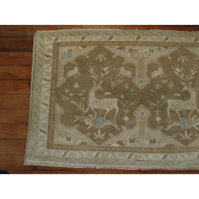 Mid 20th Century Mid 20th Century Pair of Neutral Tabriz Pictorial Reindeer Mats For Sale - Image 5 of 6