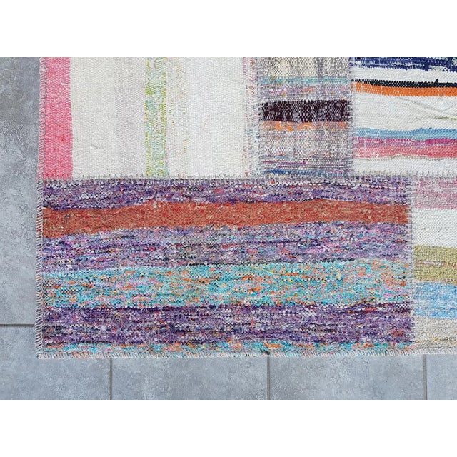 Textile 1950s Turkish White Purple Ethnic Rug For Sale - Image 7 of 10