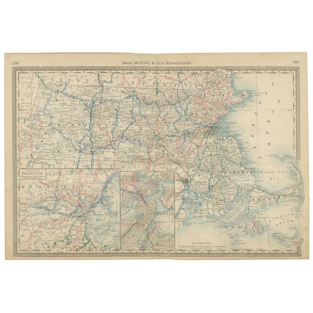 Antique Map of Massachusetts with The Bay State, Railroads & Boston Inset, 1888 For Sale - Image 10 of 10