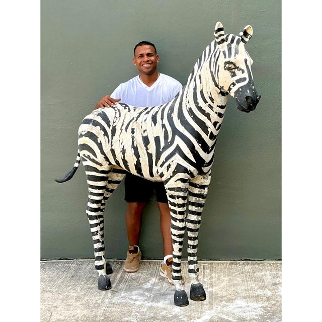 Plastic Vintage Life Size Baby Zebra For Sale - Image 7 of 15