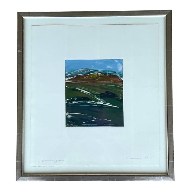 Framed Abstract Landscape Monotype Print For Sale