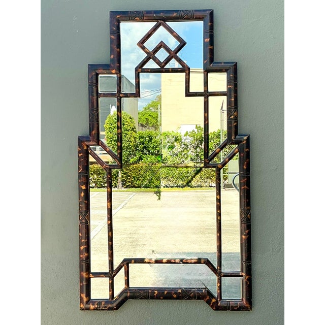 Vintage Tortoise Bamboo Mirror For Sale In West Palm - Image 6 of 12