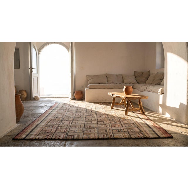 Brown 1930s Brown Tridimensional Square Antique American Hooked Rug 4'2" X 6'3" Handknotted Wool Carpet For Sale - Image 8 of 10