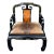 Vintage Chinese Ming Style Black Lacquer & Cowhide Arm Chair For Sale