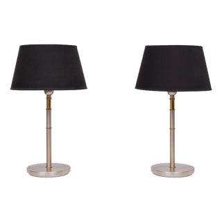 Two Tone Brass Aluminum Table Lamps, Germany, 1980s, Set of 2 For Sale