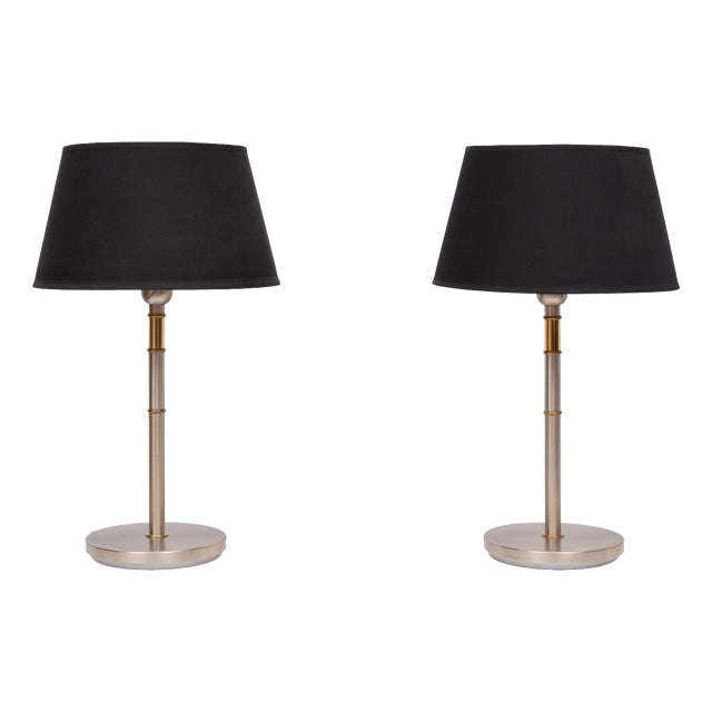 Two Tone Brass Aluminum Table Lamps, Germany, 1980s, Set of 2 For Sale