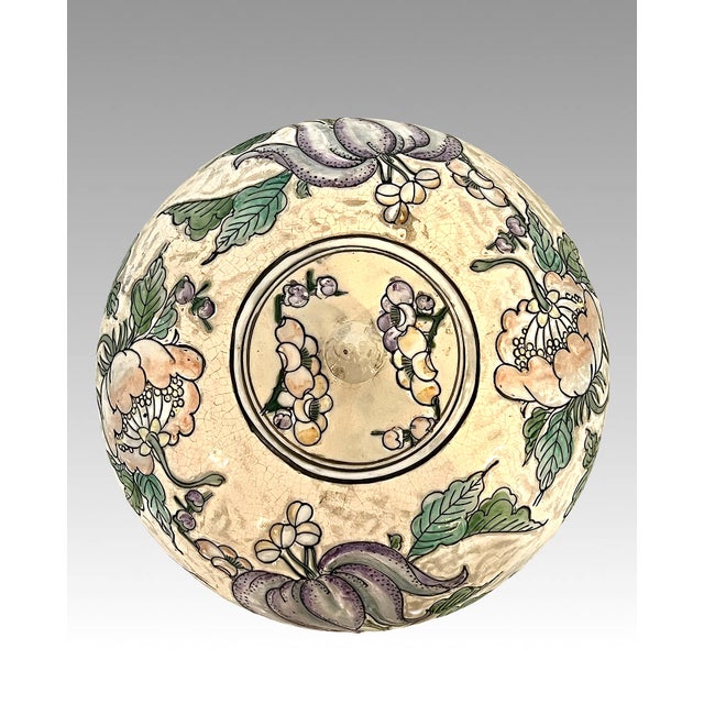 Vintage 'Macau'/ Chinese Pale Apricot Porcelain Ginger Jar (Macao) With Exotic Flowers Tongzhi Style (Macanese) For Sale - Image 11 of 13