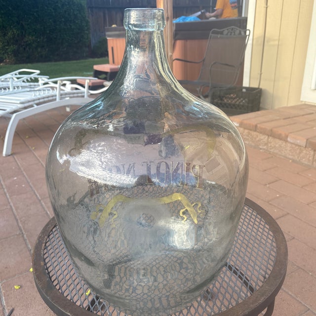 Art Nouveau Antique Hand Blown and Painted Pinot Noir Demi-John Circa 1900 For Sale - Image 3 of 4