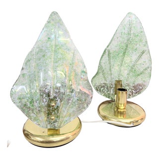 Vintage Table Lamps in Brass and Glass, 1970s, Set of 2 For Sale
