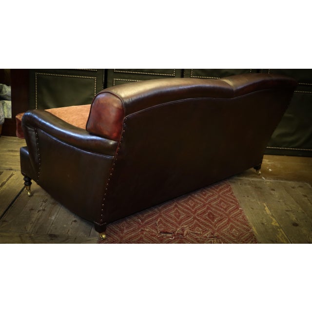2-Seater Sofa in Burgundy Leather and Velvet from George Smith, 2010s For Sale - Image 17 of 18
