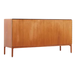 Paul McCobb for Calvin Mid Century Vitrolite and Bleached Mahogany Credenza