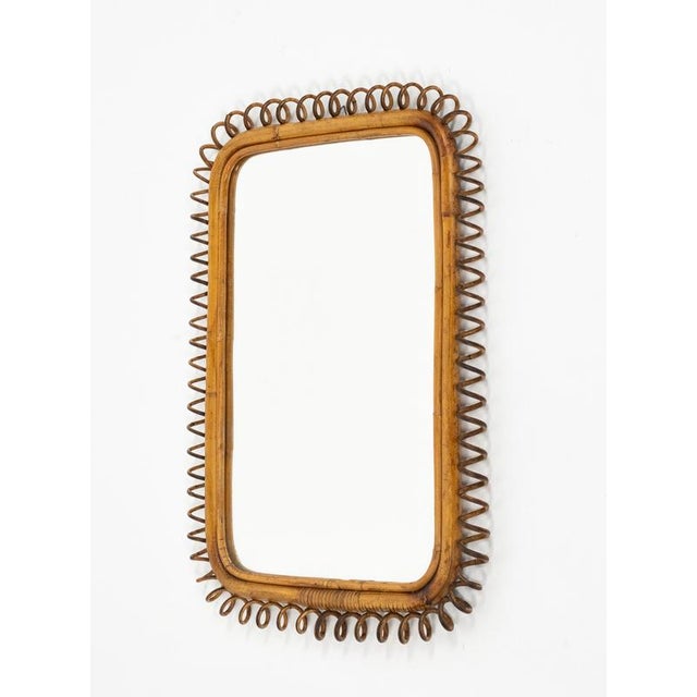 Mid-Century Modern Rattan and Bamboo Wall Mirror by Franco Albini, Italy, 1960s For Sale - Image 8 of 12