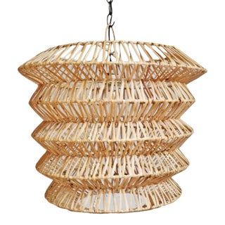 Zig-Zag Rattan Pendant Light For Sale