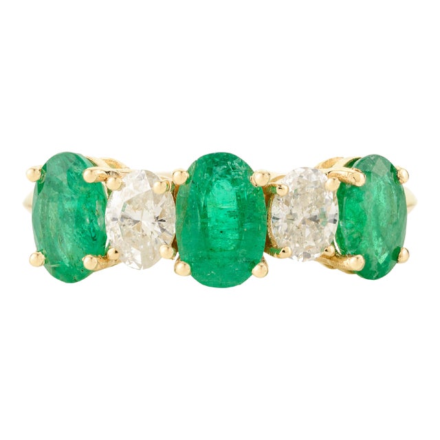 Modern Emerald Diamond Alternative Wedding Band Size 5.5 For Sale