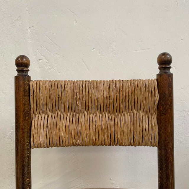 Mid-Century Oak and Straw Chairs by Charlotte Perriand, France, 1960s, Set of 6 For Sale - Image 6 of 17