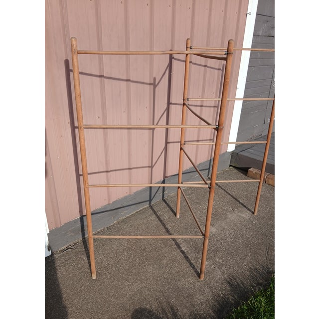 Brown Antique Wooden Trifold Ladder Drying Rack 1900s For Sale - Image 8 of 18